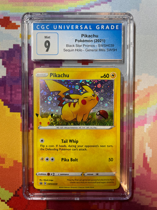 2021 Pokémon Black Star Promos Pikachu SWSH039 CGC 9 Mint