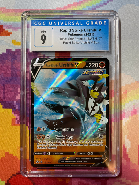 2021 Pokémon Black Star Promos Rapid Strike Urshifu V SWSH107 CGC 9 Mint