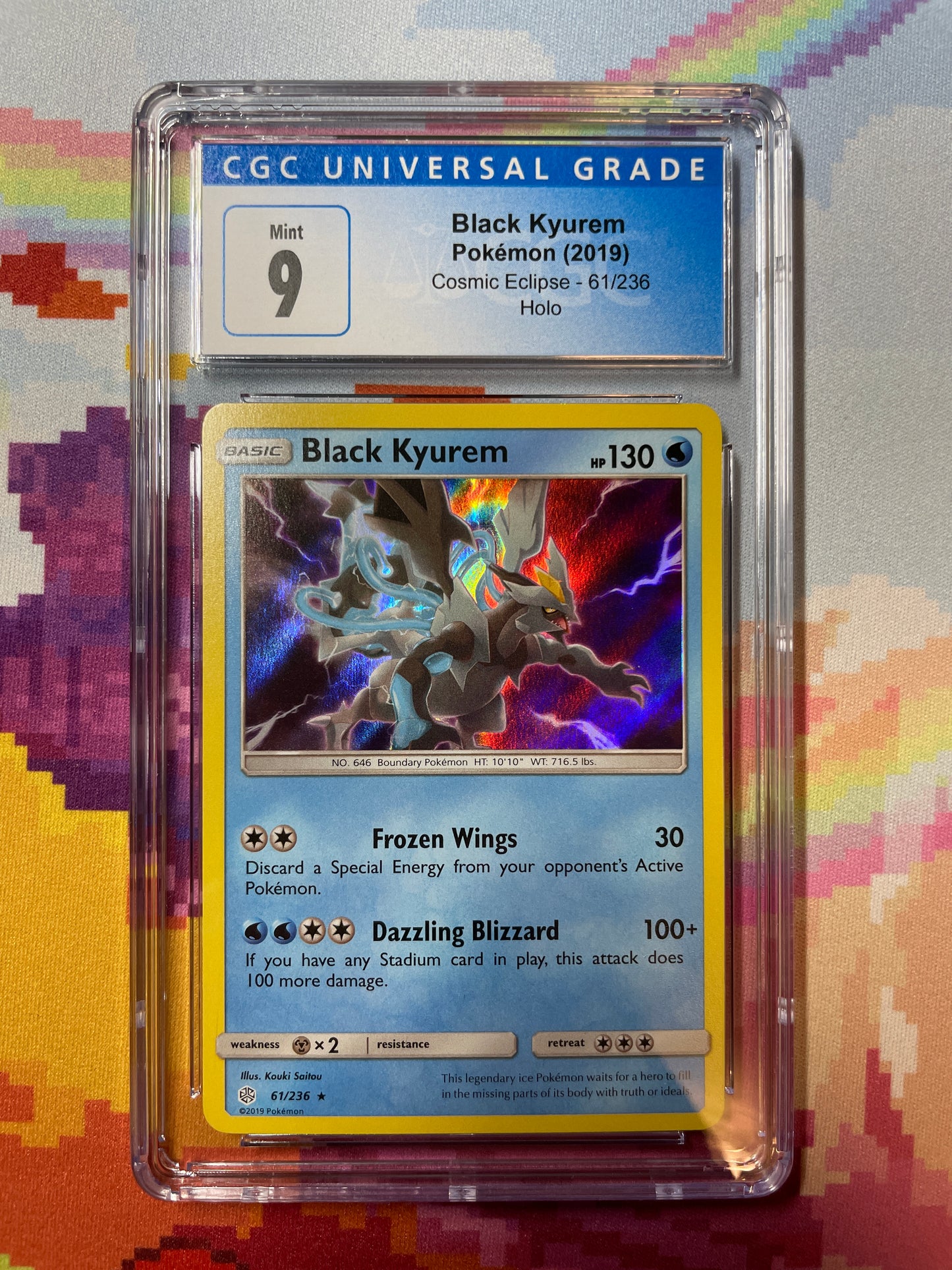 2019 Pokémon Cosmic Eclipse Black Kyurem Holo 61/236 CGC 9 Mint