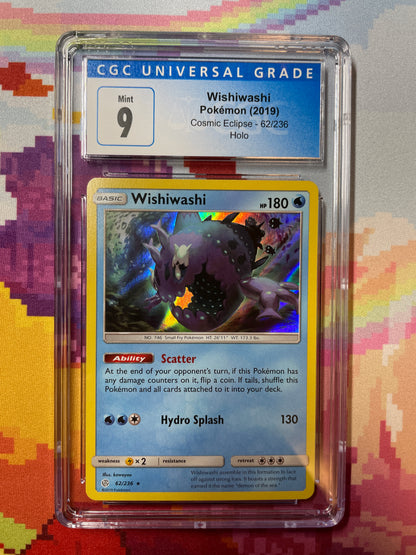 2019 Pokémon Cosmic Eclipse Wishiwashi Holo 62/236 CGC 9 Mint