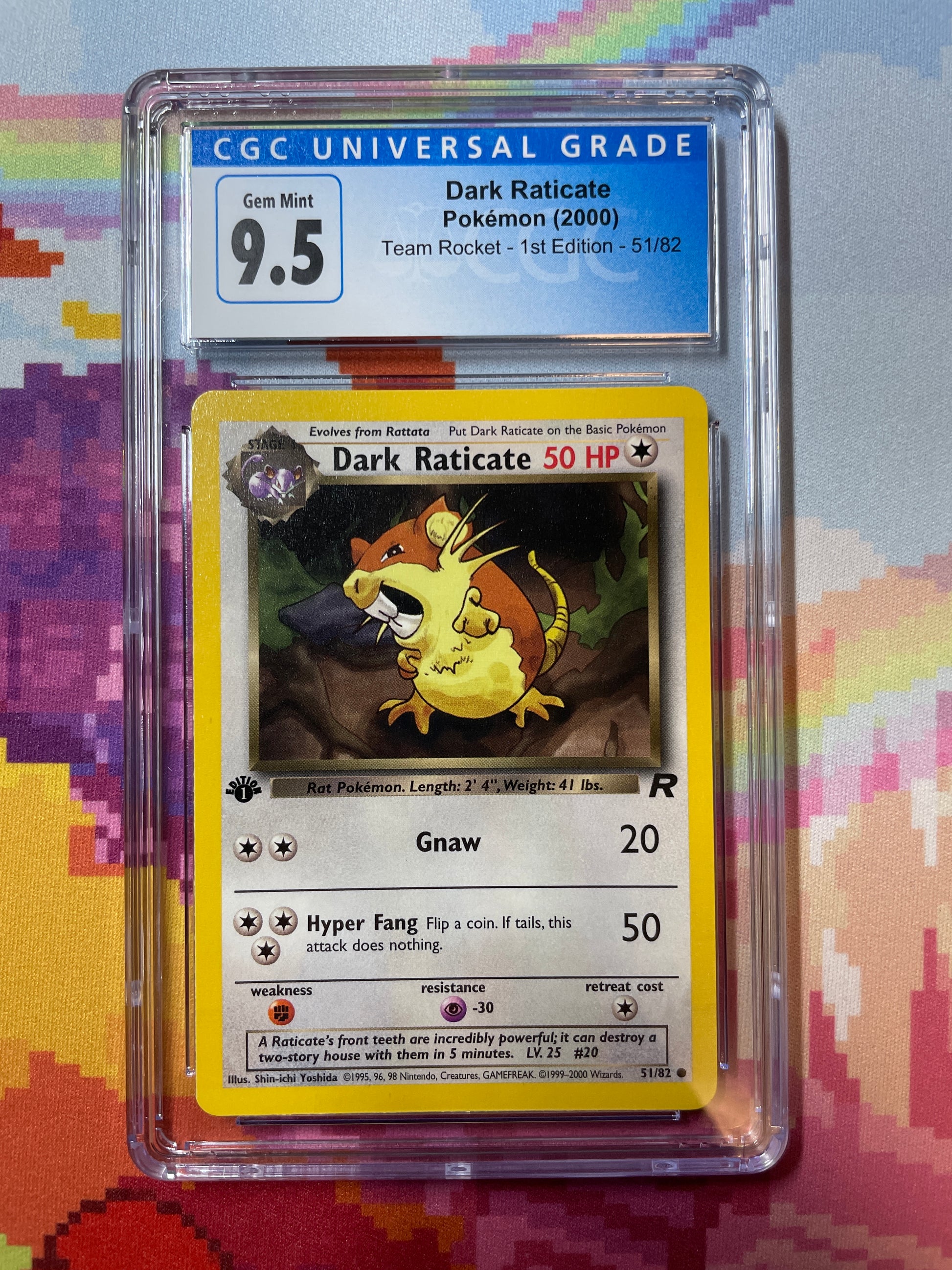 2000 Pokmon Team Rocket 1st Edition Dark Raticate 51/82 CGC 9.5 Gem M Oblivion Collectibles 2000 Pokmon Team Rocket 1st Edition Dark Raticate 51/82 CGC 9.5 Gem M Oblivion Collectibles