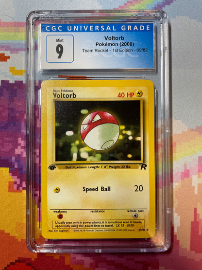 2000 Pokémon Team Rocket 1st Edition Voltorb 69/82 CGC 9 Mint