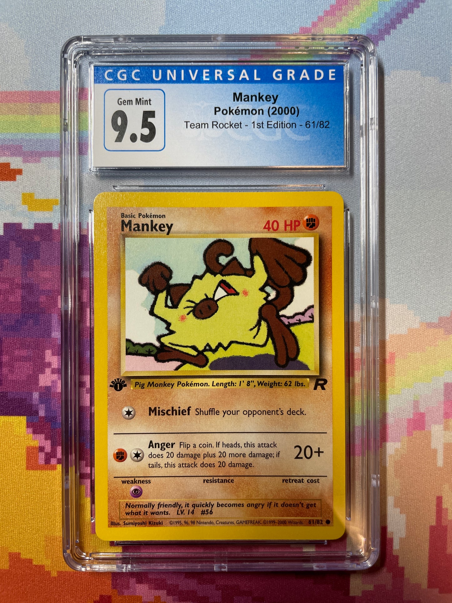 2000 Pokémon Team Rocket 1st Edition Mankey 61/82 CGC 9.5 Gem Mint