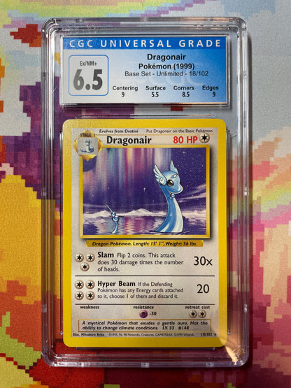 1999 Pokémon Base Set Dragonair 18/102 CGC 6.5 Ex/NM+