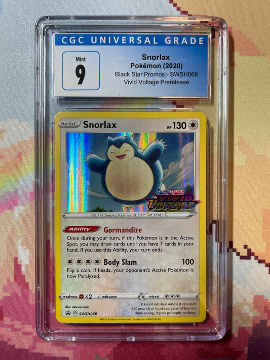 2020 Pokémon Black Star Promos Snorlax SWSH068 CGC 9 Mint