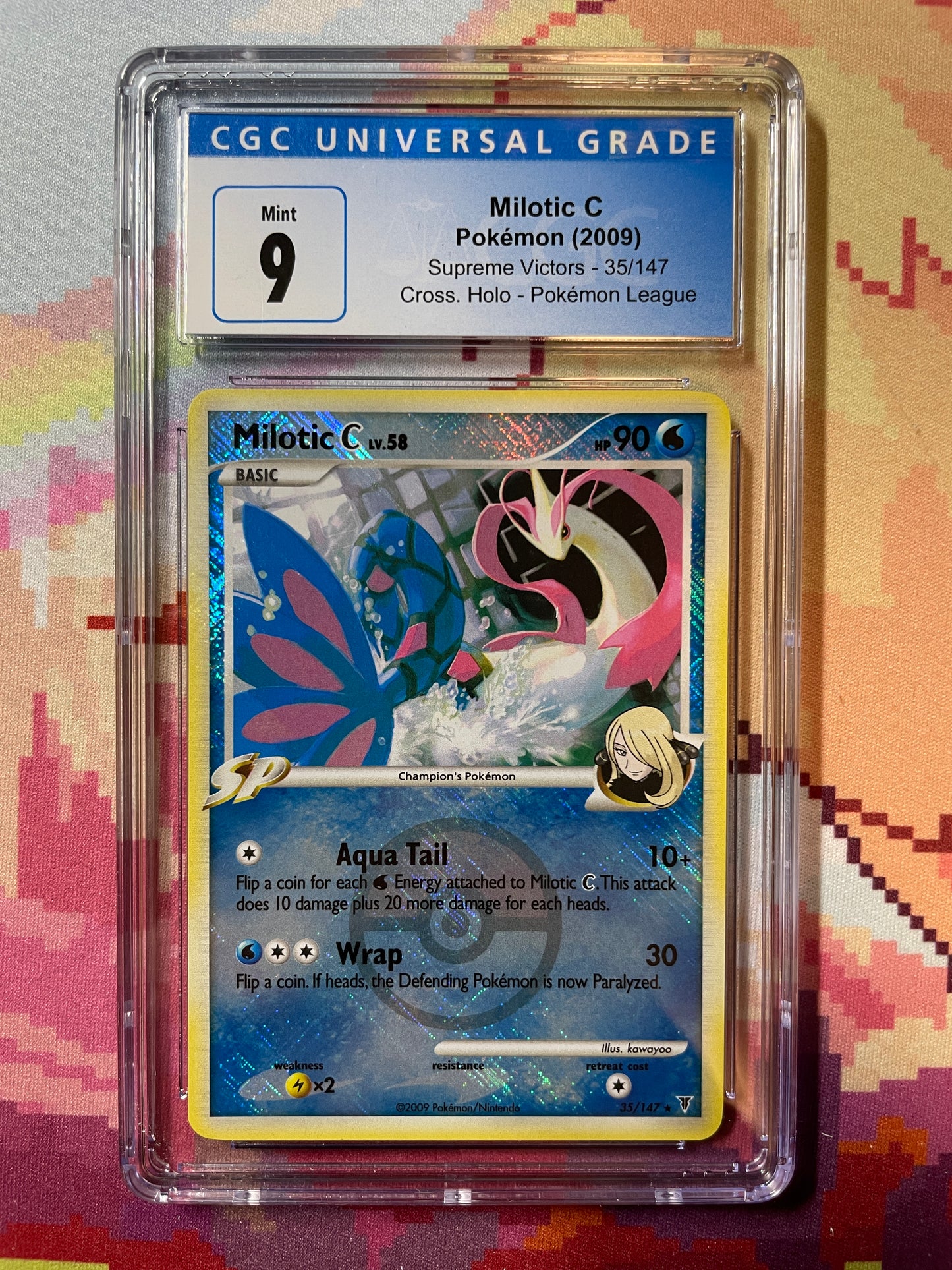 2009 Pokémon Supreme Victors Milotic C Crosshatch Holo 35/147 CGC 9 Mint