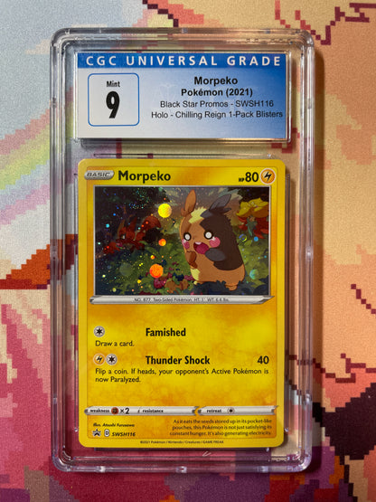 2021 Pokémon Black Star Promos Morpeko Holo (Swirl) SWSH116 CGC 9 Mint