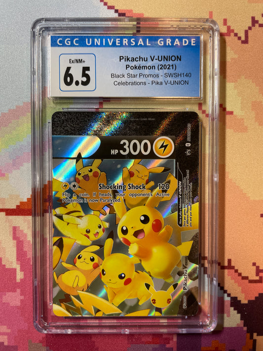 2021 Pokémon Black Star Promos Pikachu V-UNION SWSH140 CGC 6.5 Ex/NM+