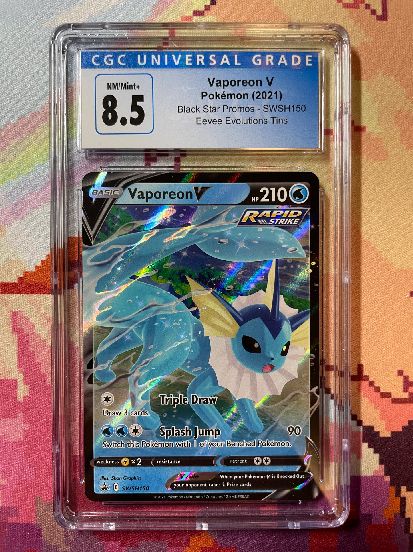 2021 Pokémon Black Star Promos Vaporeon V SWSH150 CGC 8.5 NM/Mint+