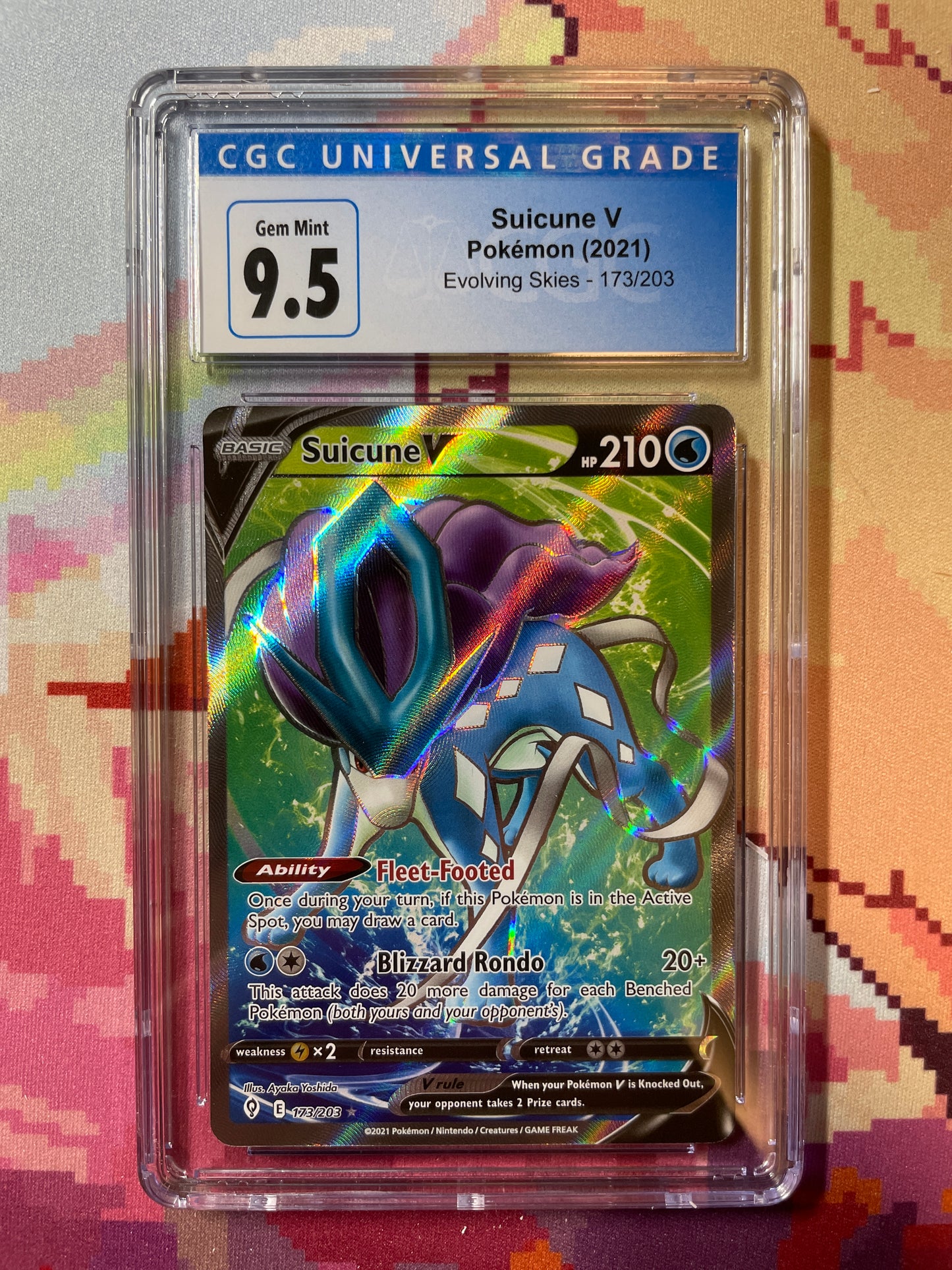 2021 Pokémon Evolving Skies Suicune V 173/203 CGC 9.5 Gem Mint