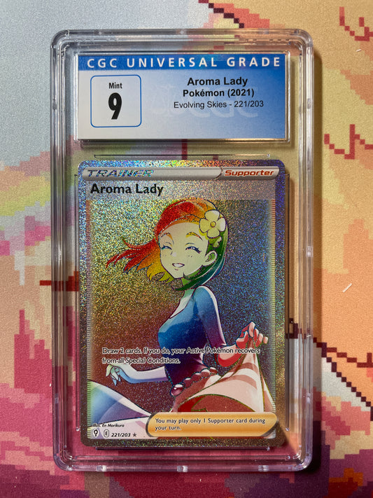 2021 Pokémon Evolving Skies Aroma Lady 221/203 CGC 9 Mint