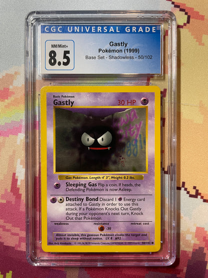 1999 Pokémon Base Set Shadowless Gastly 50/102 CGC 8.5 NM/Mint+