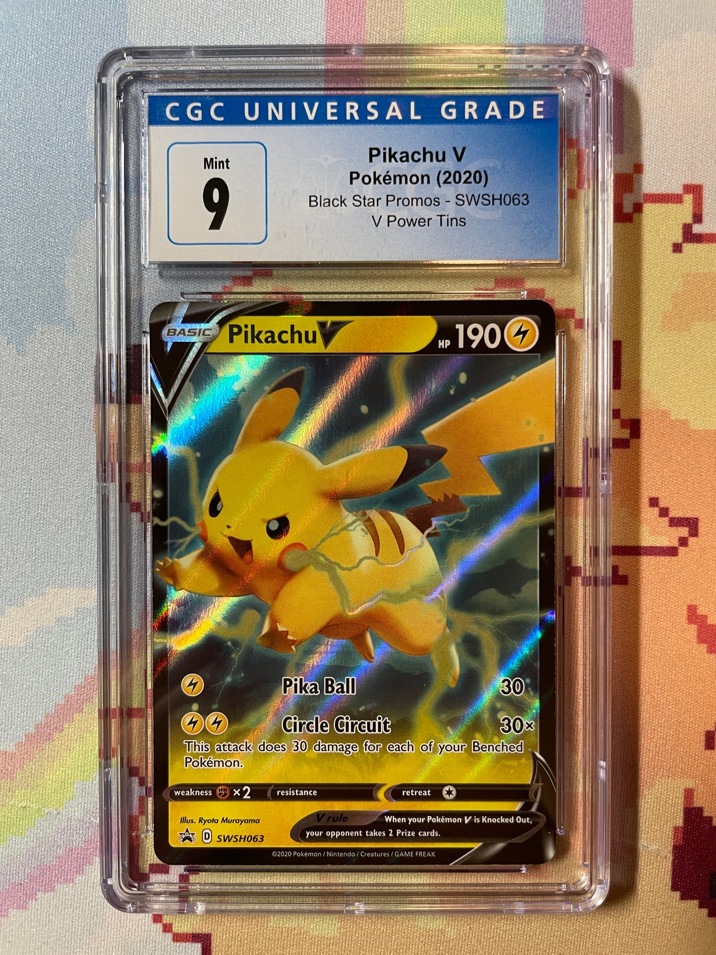 2020 Pokémon Black Star Promos Pikachu V SWSH063 CGC 9 Mint