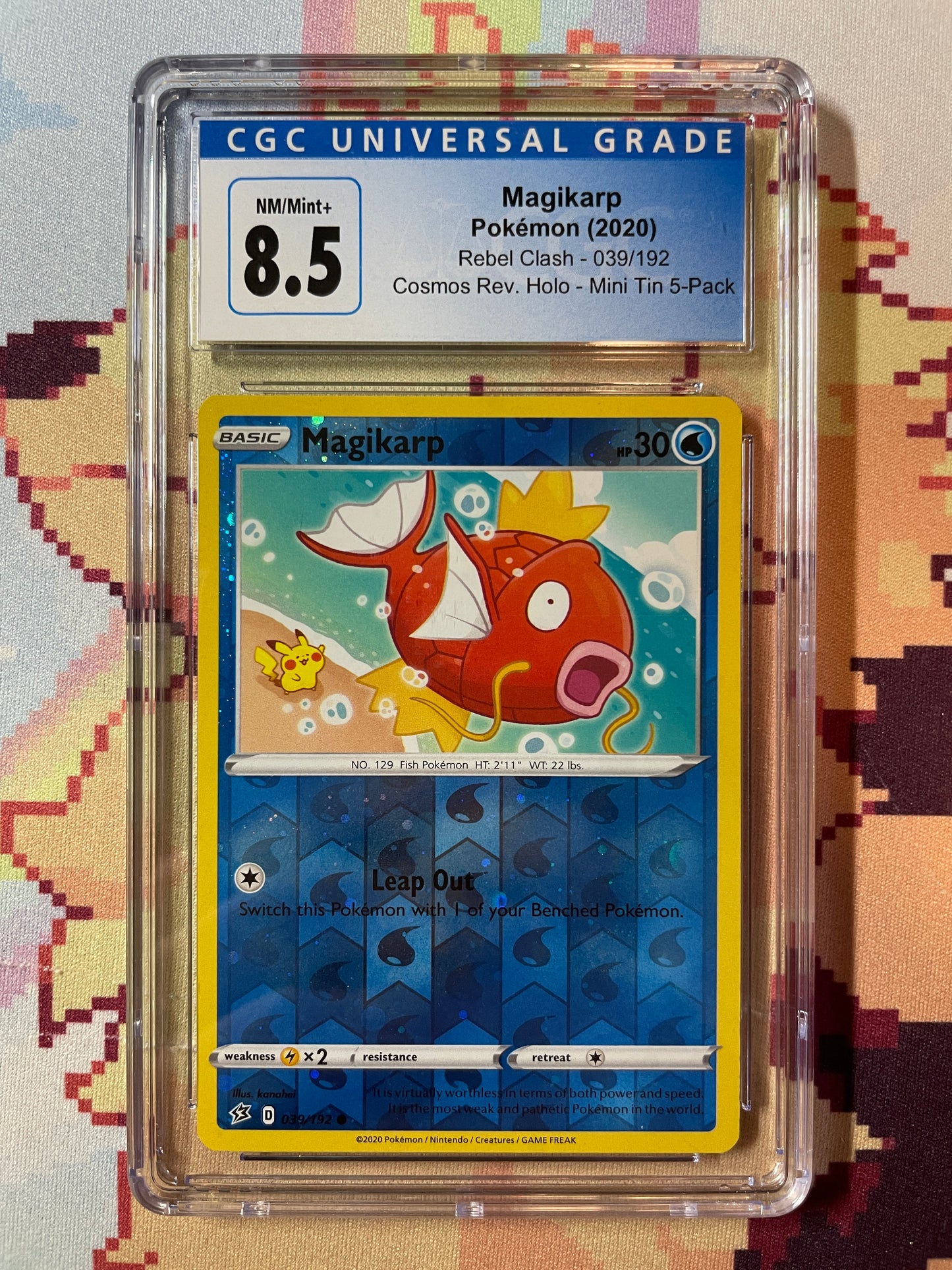 2020 Pokémon Rebel Clash Magikarp Reverse Cosmos Holo (Swirl) 039/192 CGC 8.5 NM/Mint+