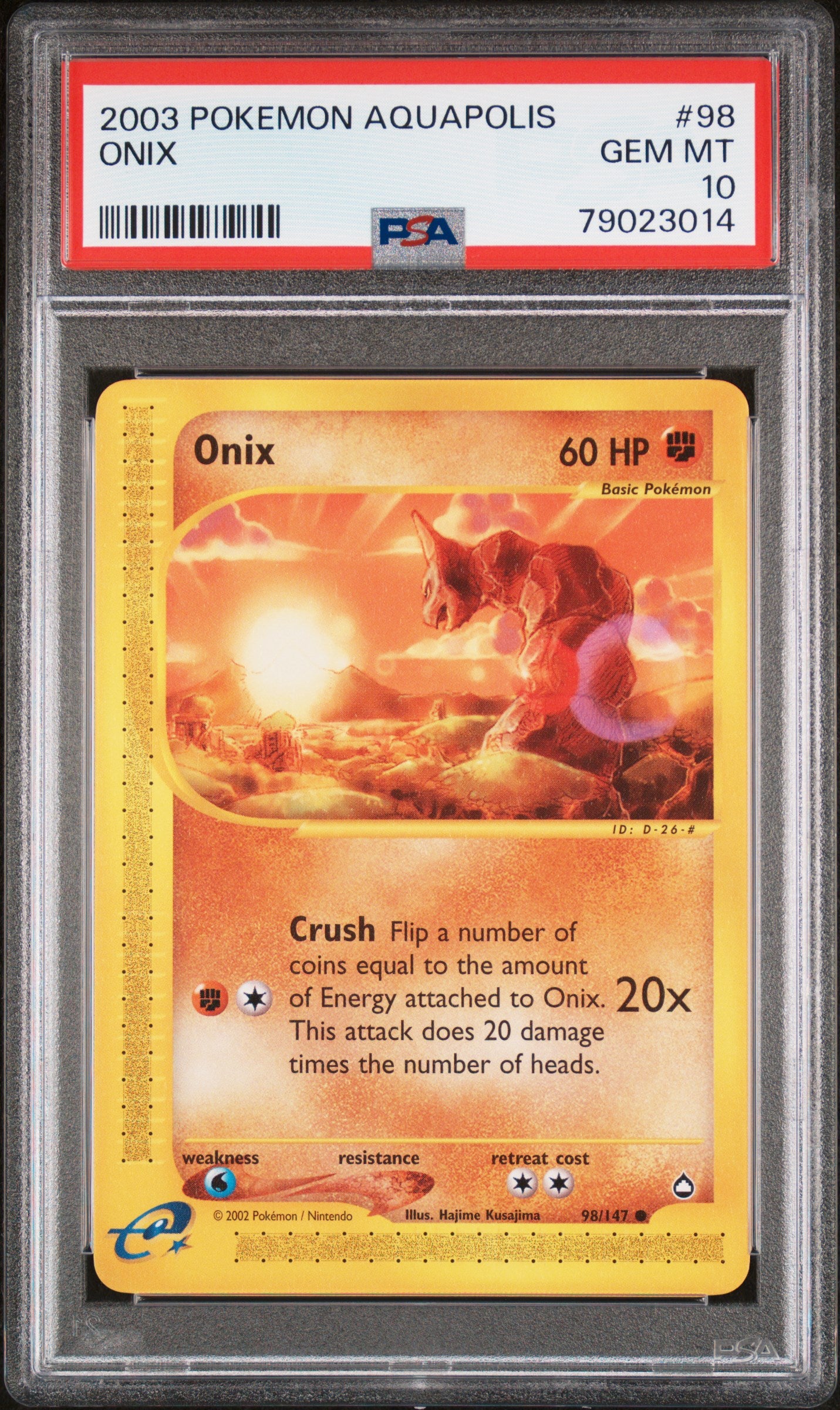 2003 Pokemon Aquapolis Onix 98/147 PSA 10 Gem Mint