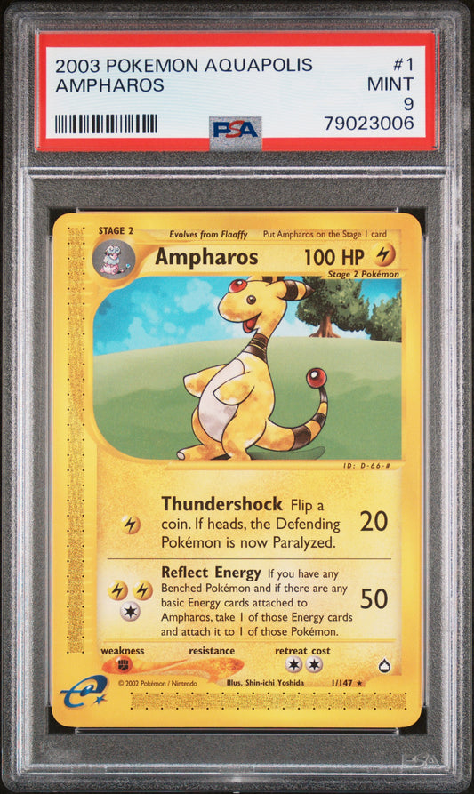 2003 Pokemon Aquapolis Ampharos 1/147 PSA 9 Mint