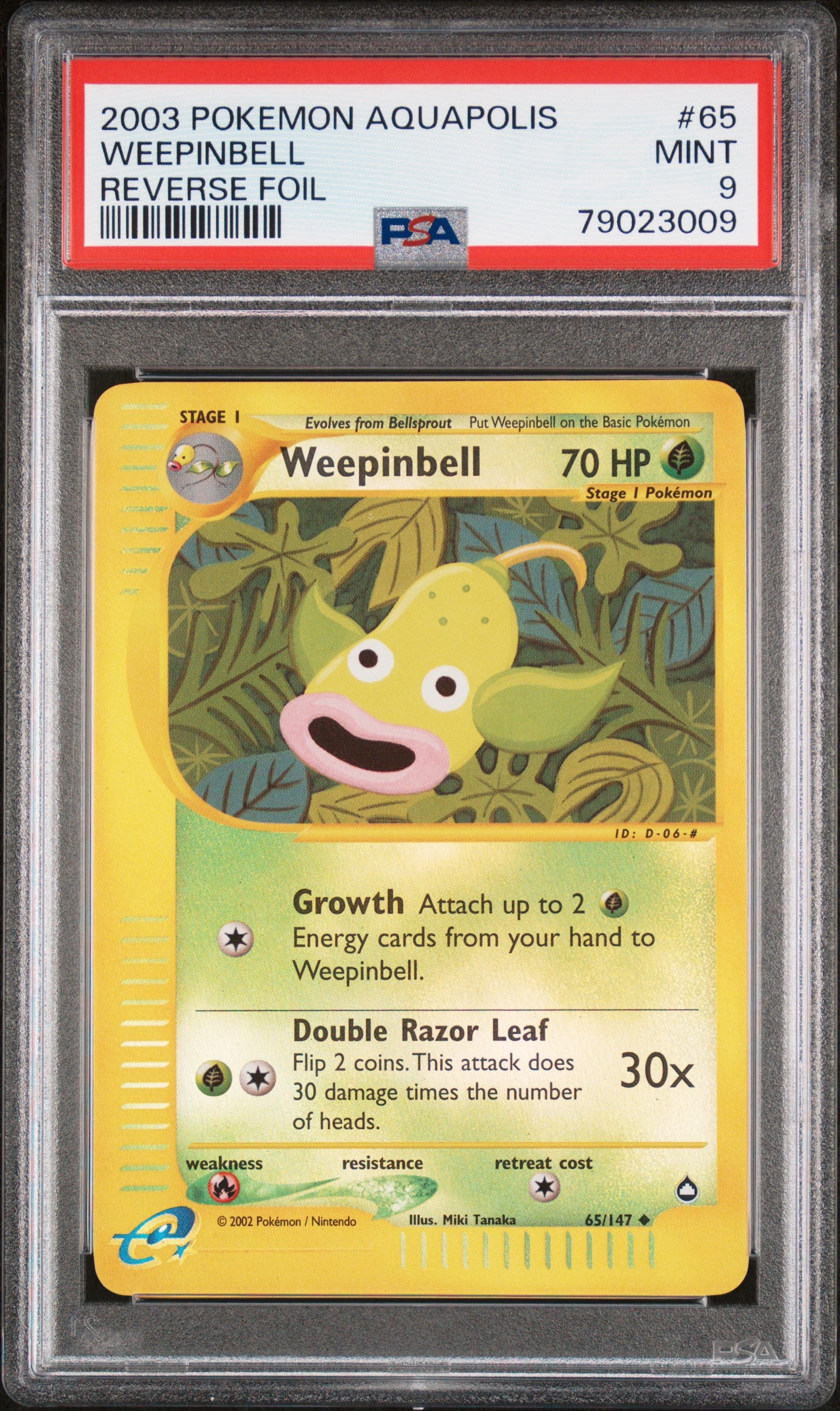 2003 Pokemon Aquapolis Weepinbell Reverse Holo 65/147 PSA 9 Mint