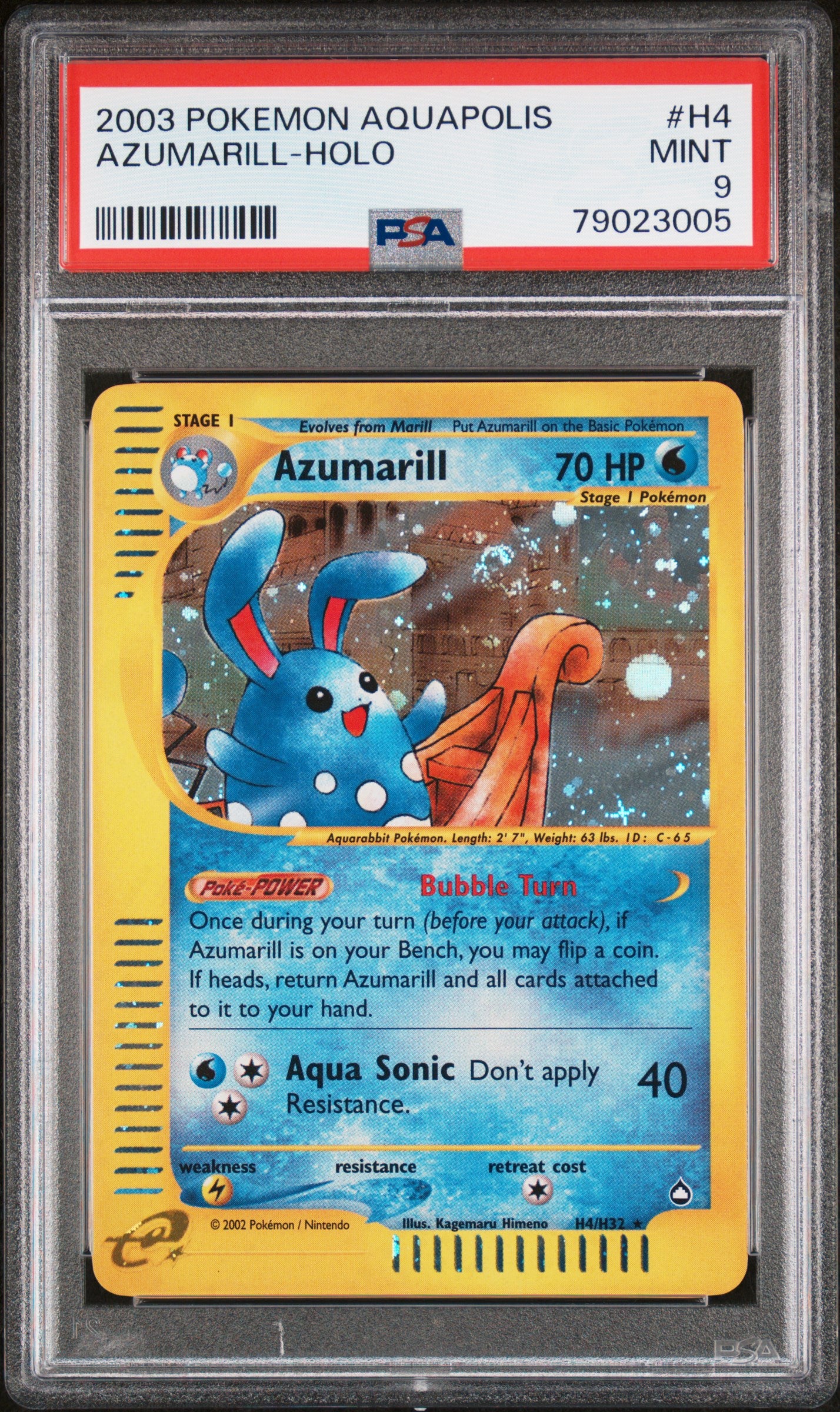 2003 Pokemon Aquapolis Azumarill Holo H4/H32 PSA 9 Mint