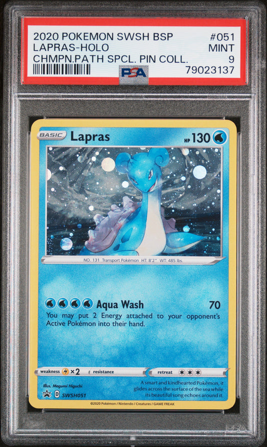 2020 Pokemon Sword & Shield Promos Lapras Cosmos Holo SWSH051 PSA 9 Mint